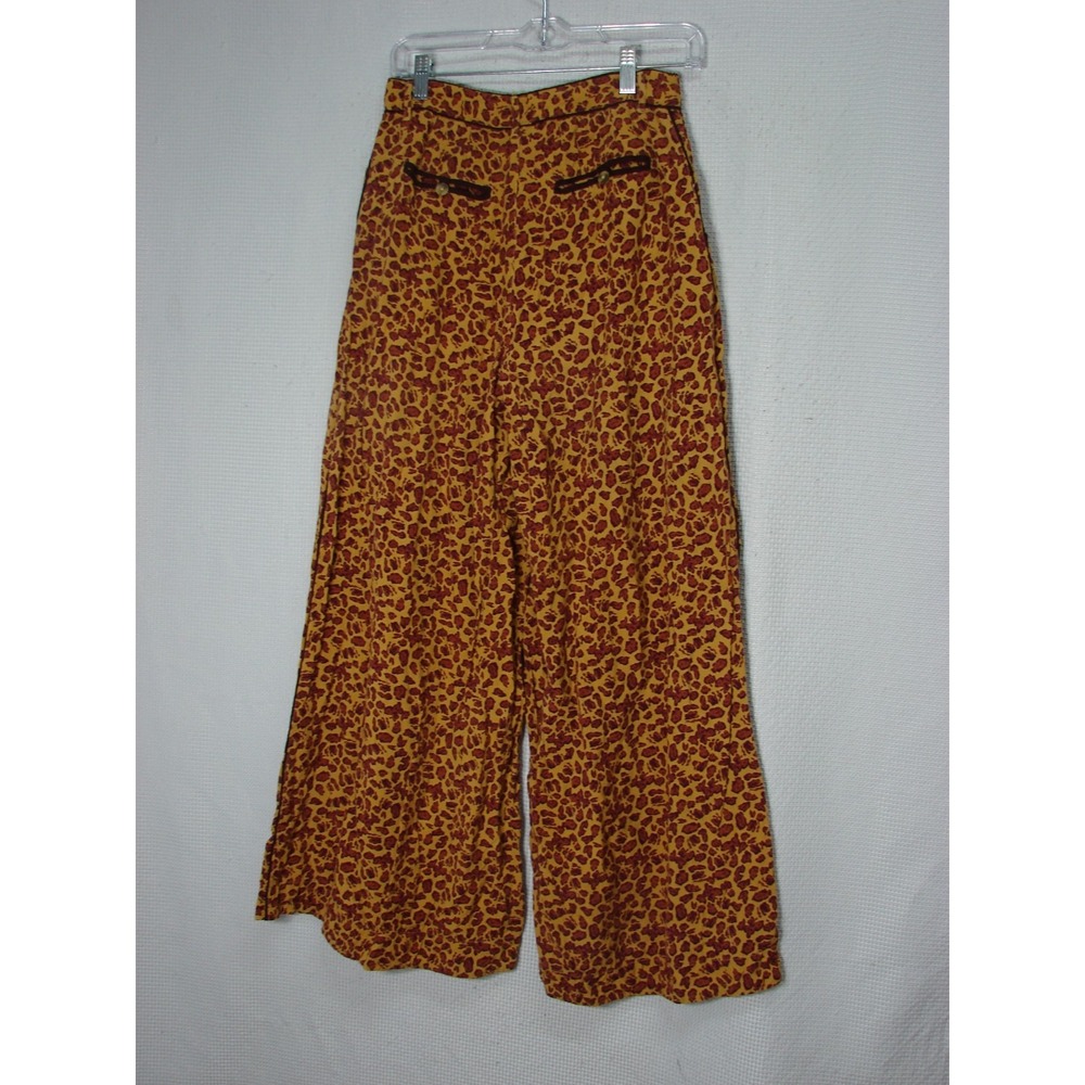 Free People Bennie Leopard Print Wide Leg Button Fly Pants Size 4 Casual Office - Picture 6 of 14